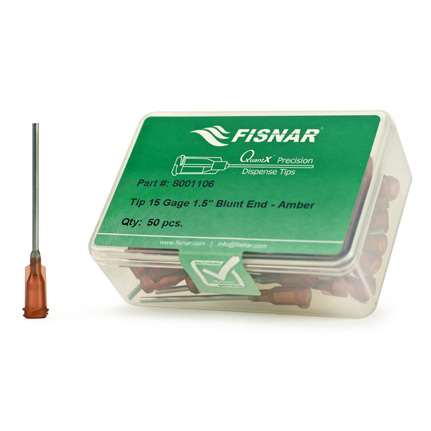 Fisnar QuantX™ 8001106 Straight Blunt End Needle Amber 1.5 in x 15 ga