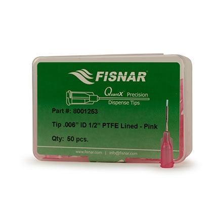 Fisnar QuantX™ 8001253 PTFE Lined Dispensing Tip Pink 0.5 in x 0.011 ID 